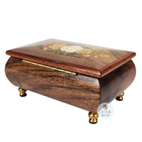 Wooden Musical Jewellery Box With Floral Inlay- Large (Tchaikovsky-Waltz Of The Flowers) image