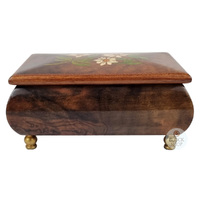 Wooden Musical Jewellery Box With Edelweiss Flowers- Large (Edelweiss) image