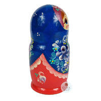 Floral Russian Dolls- Blue 16cm (Set Of 5) image