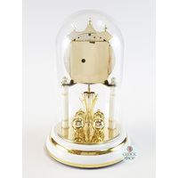 23cm White & Gold Anniversary Clock With Floral Dial By HALLER image