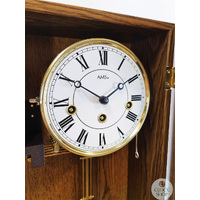 68cm Oak 8 Day Mechanical Chiming Wall Clock With Columns By AMS image