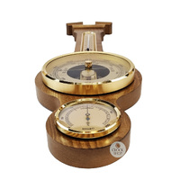 54cm Oak Traditional Weather Station With Barometer Thermometer & Hygrometer By FISCHER image
