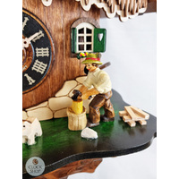 Wood Chopper & Water Wheel Battery Chalet Cuckoo Clock 35cm By ENGSTLER image