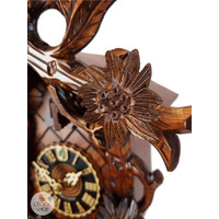 Alpine Goats & Edelweiss Flowers 8 Day Mechanical Carved Cuckoo Clock 38cm By HÖNES image