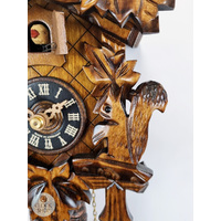 5 Leaf & Bird With Squirrels 1 Day Mechanical Carved Cuckoo Clock 22cm By ENGSTLER image