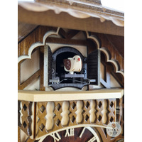 Deer with Bench Seat and Edelweiss Battery Chalet Cuckoo Clock 24cm By ENGSTLER image