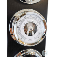 51cm Black Weather Station With Barometer Thermometer Hygrometer & Quartz Clock By FISCHER image