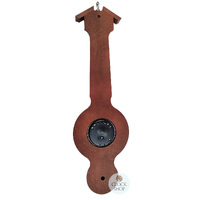 55cm Mahogany & Silver Traditional Weather Station With Barometer Thermometer & Hygrometer By FISCHER image