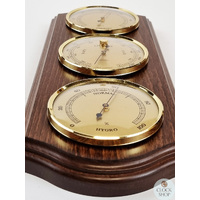 33cm Walnut Weather Station With Barometer Thermometer & Hygrometer By FISCHER image