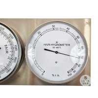43cm Silver Outdoor Weather Station With Barometer Thermometer & Hygrometer By FISCHER image