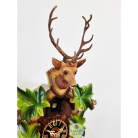 5 Leaf & Deer 1 Day Mechanical Carved Cuckoo Clock With Green Leaves 30cm By HÖNES image