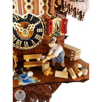 Wood Chopper & Water Wheel 1 Day Mechanical Chalet Cuckoo Clock With Dancers 35cm By HÖNES  image