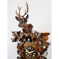 5 Leaf & Deer Battery Carved Cuckoo Clock 42cm By ENGSTLER image