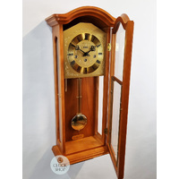 66cm Cherry 8 Day Mechanical Chiming Wall Clock With Brass Accents By AMS image