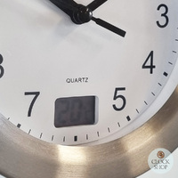 17cm Silver Round Wall Clock With Temperature Reading By AMS image