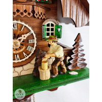 Wood Chopper & Bell Tower 1 Day Mechanical Chalet Cuckoo Clock 31cm By ENGSTLER image