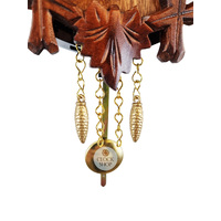 5 Leaf & Deer Battery Carved Clock 14cm By TRENKLE image