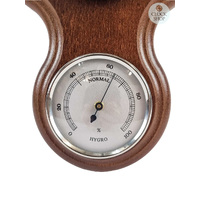 55cm Walnut & Silver Traditional Weather Station With Barometer, Thermometer & Hygrometer By FISCHER image