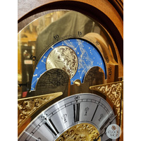 196cm Walnut Grandfather Clock With Westminster Chime & Moon Dial By HERMLE image