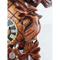 5 Leaf & Bird 1 Day Mechanical Carved Cuckoo Clock With Side Birds 35cm By HÖNES image