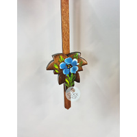 5 Leaf & Bird with Blue & White Flowers 1 Day Mechanical Carved Cuckoo Clock 22cm By ENGSTLER image