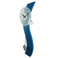 70cm Blue Wave Modern Wall Clock With Pendulum By HERMLE image