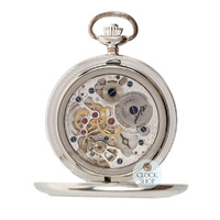 59mm Sterling Silver Unisex Mechanical Skeleton Swiss Pocket Watch By CLASSIQUE (Roman) image