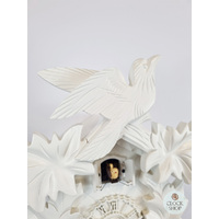 5 Leaf & Bird Battery Carved Cuckoo Clock White 35cm By TRENKLE image