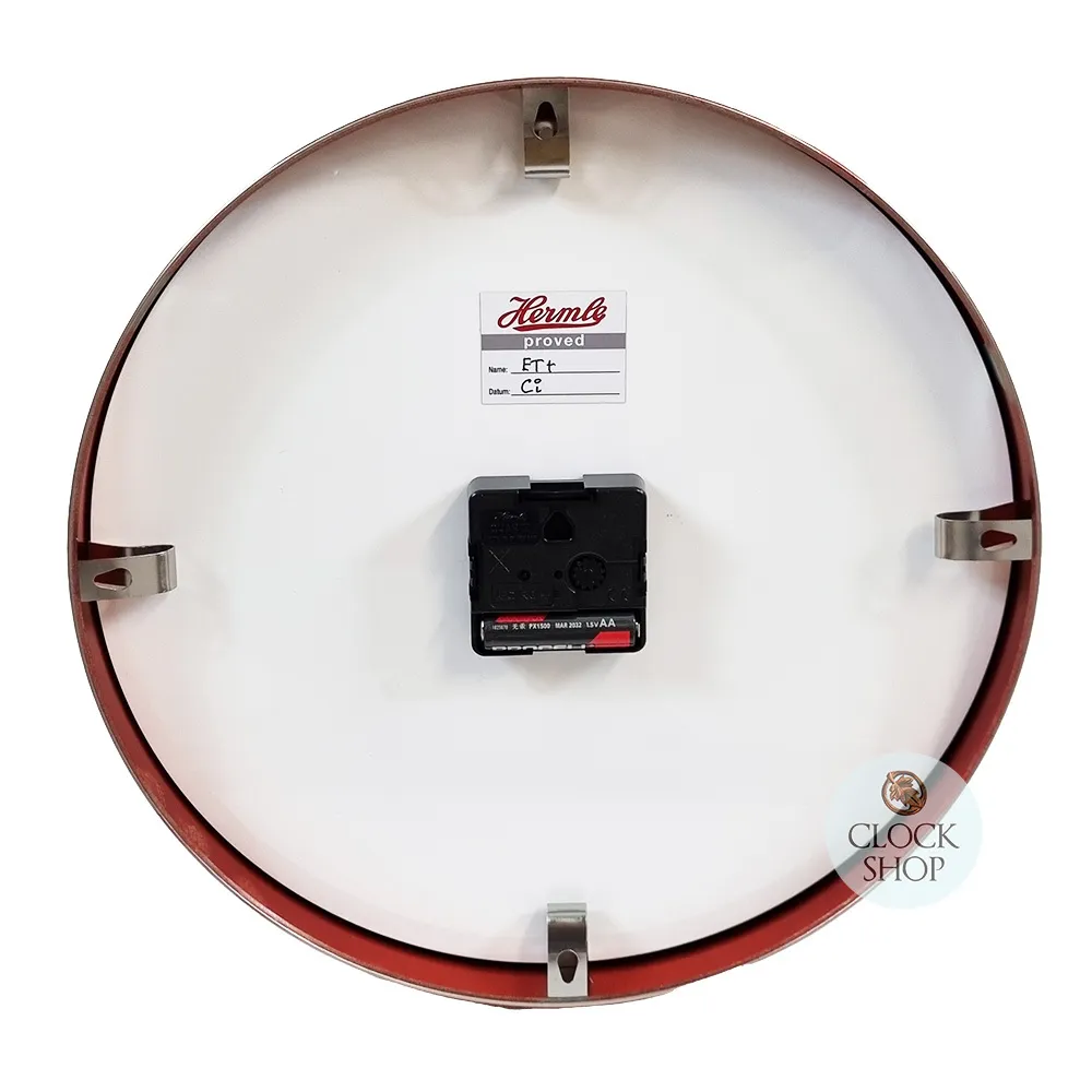 30cm Brushed Stainless Red Modern Wall Clock By HERMLE (New Glass) image