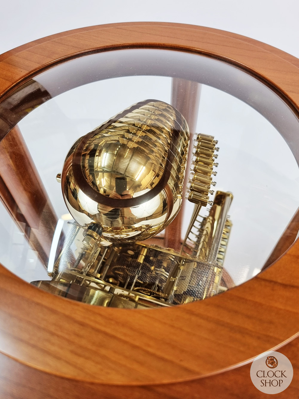 39cm Cherry Mechanical Skeleton Table Clock With Triple Chime By KIENINGER image