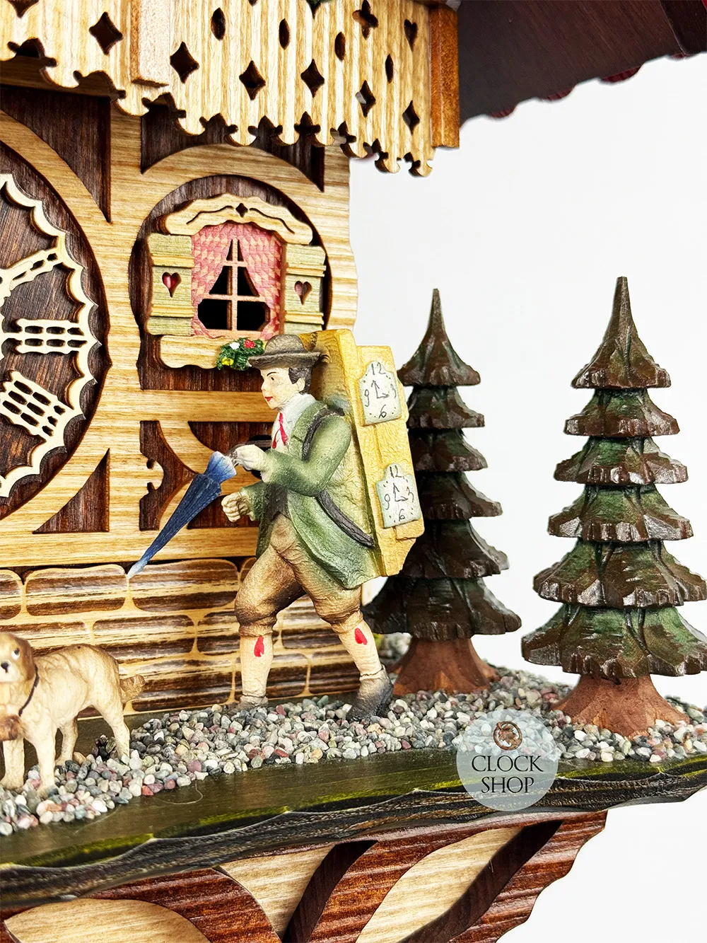 Clock Peddler & Wood Carver Battery Chalet Cuckoo Clock 42cm By TRENKLE image