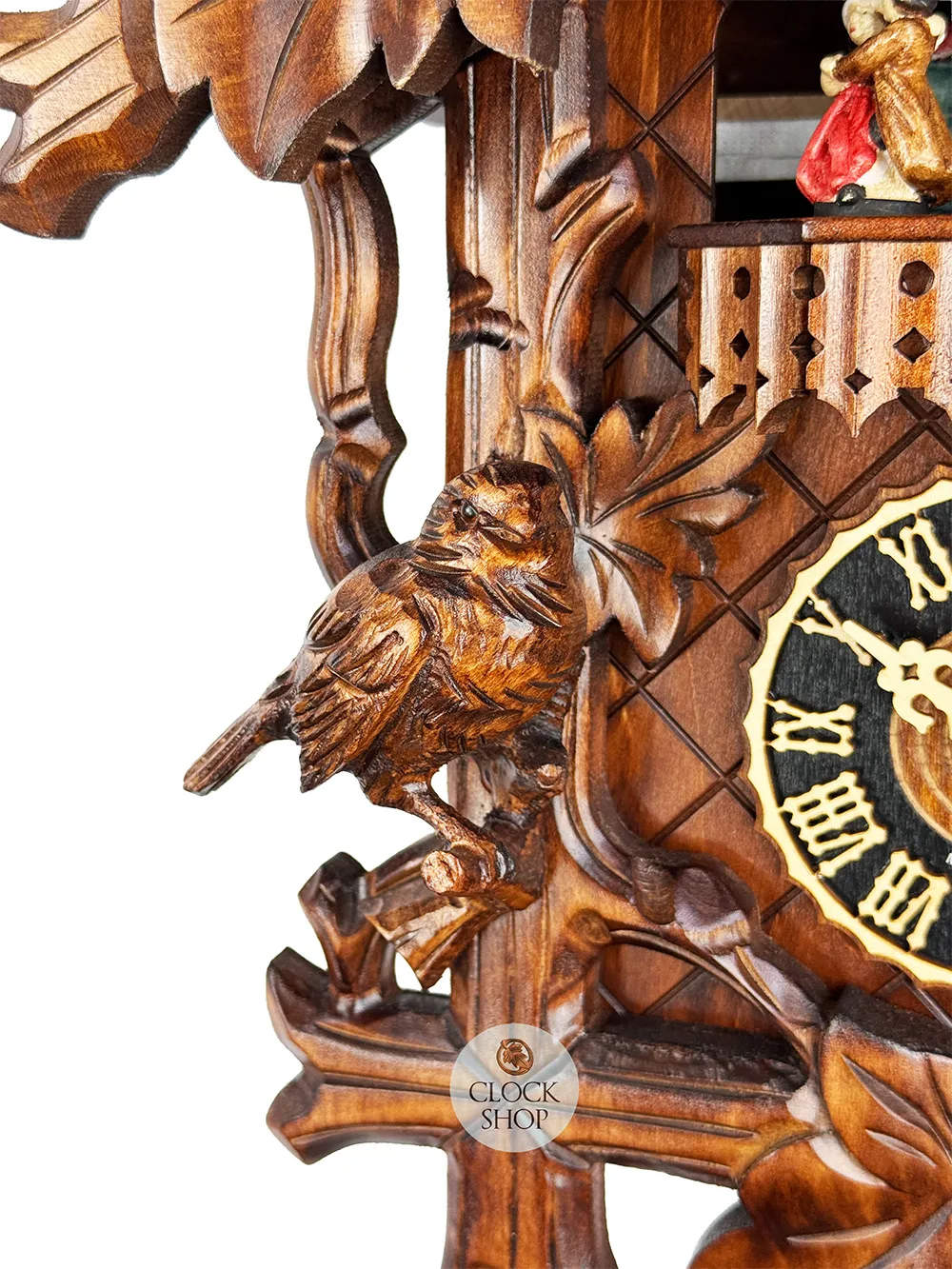 Birds & Squirrel 1 Day Mechanical Carved Cuckoo Clock With Dancers 45cm By HÖNES image