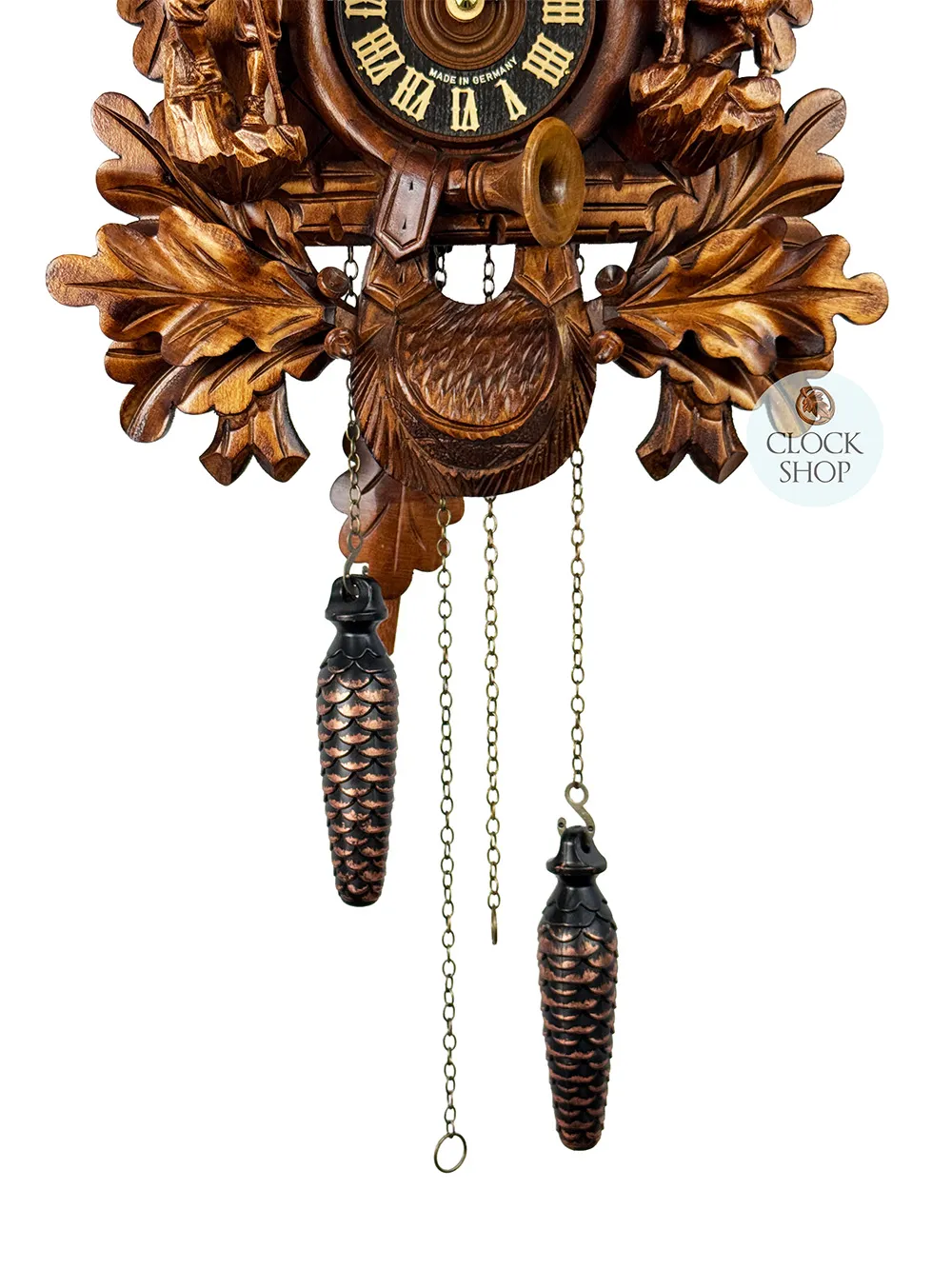 Hunter, Ibex & Eagle Battery Carved Cuckoo Clock With Dancers 53cm By HÖNES image