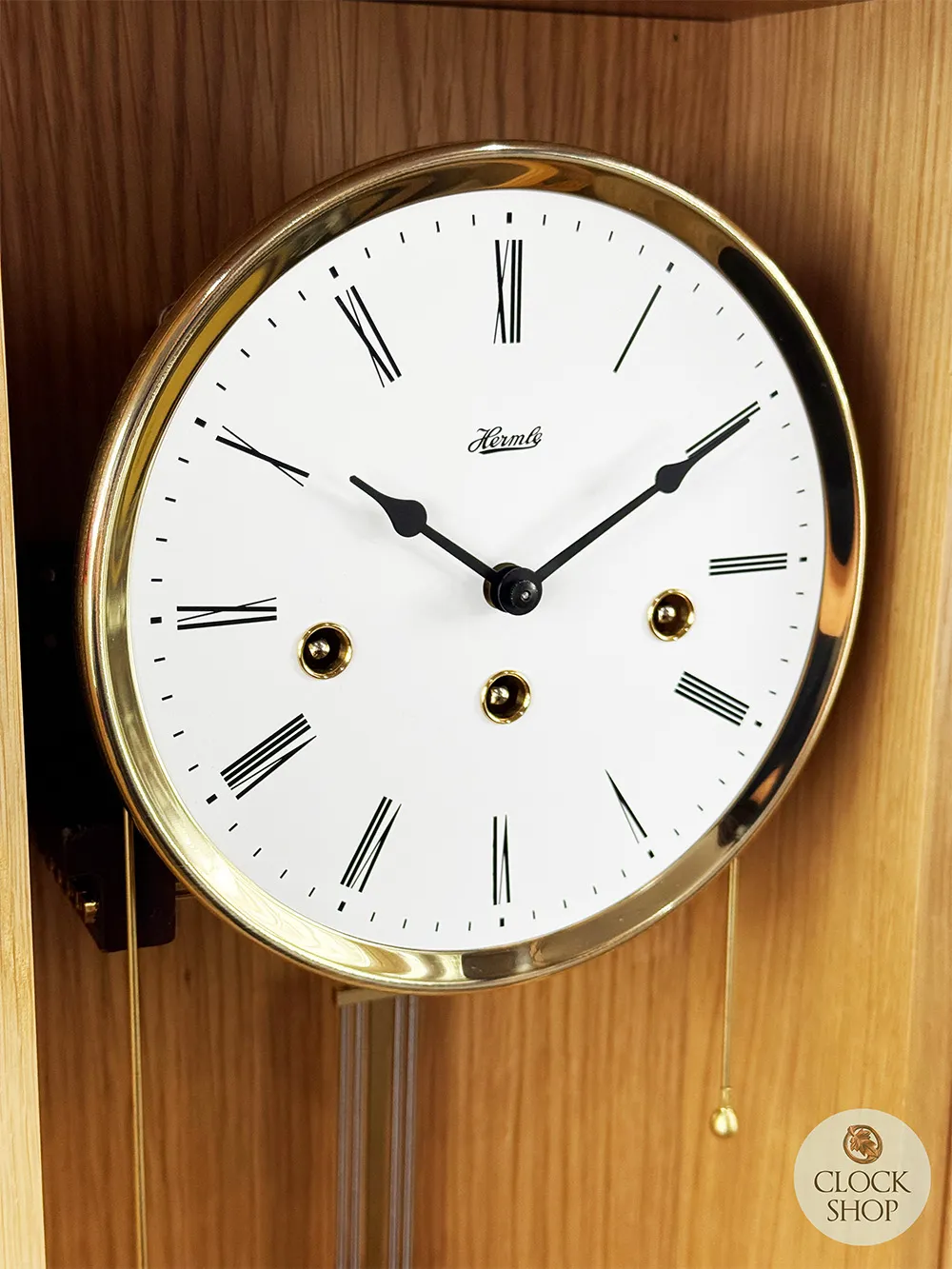 64cm Oak 8 Day Mechanical Chiming Wall Clock By HERMLE image