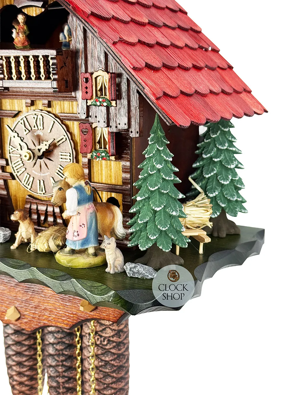 Girl & Horse 8 Day Mechanical Chalet Cuckoo Clock With Dancers 42cm By HEKAS image