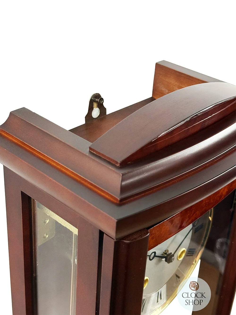 65cm Walnut 14 Day Mechanical Bim Bam Striking Wall Clock With Piano Finish & Draw By AMS image