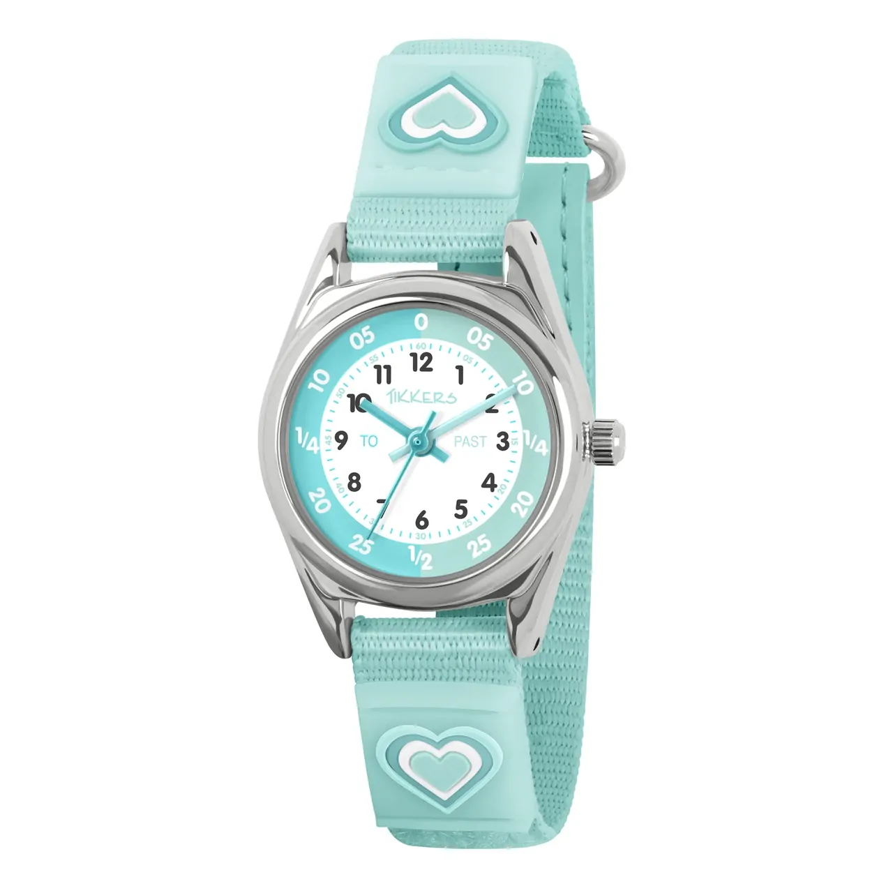 Time Teacher 3D Green Heart Kids Watch Gift Set With Hair Clips By TIKKERS image