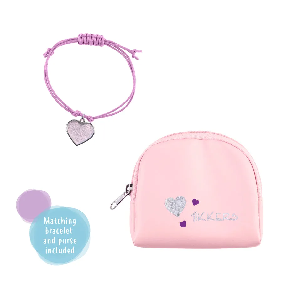 Time Teacher 3D Pink Heart Kids Watch Gift Set With Bracelet & Purse By TIKKERS image