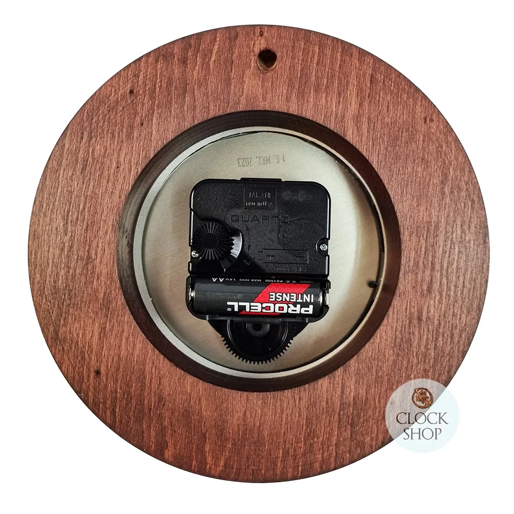 17cm Mahogany Quartz Time & Tide Clock By FISCHER (Scratches Around Bezel) image