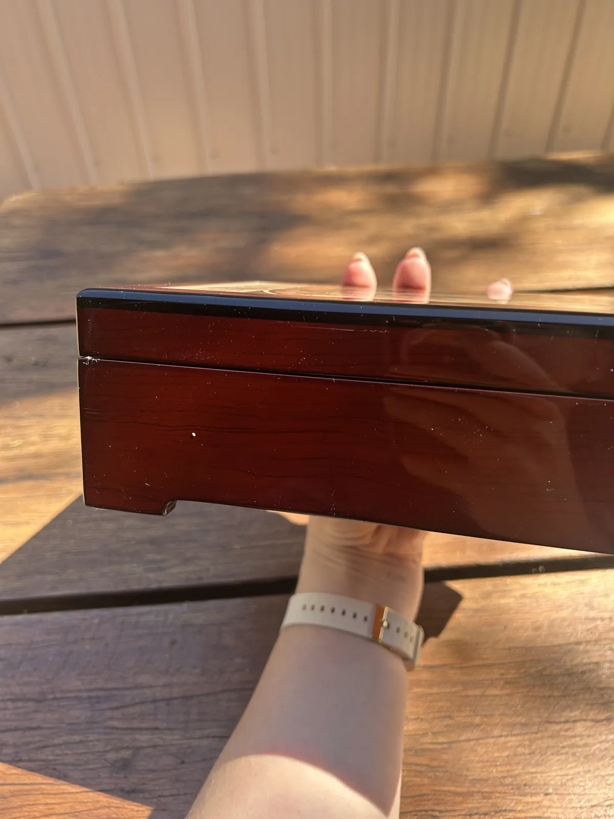 Wooden Musical Jewellery Box with Rêverie By Alphonse Mucha - Liszt-Liebestraum (Light Scratches) image