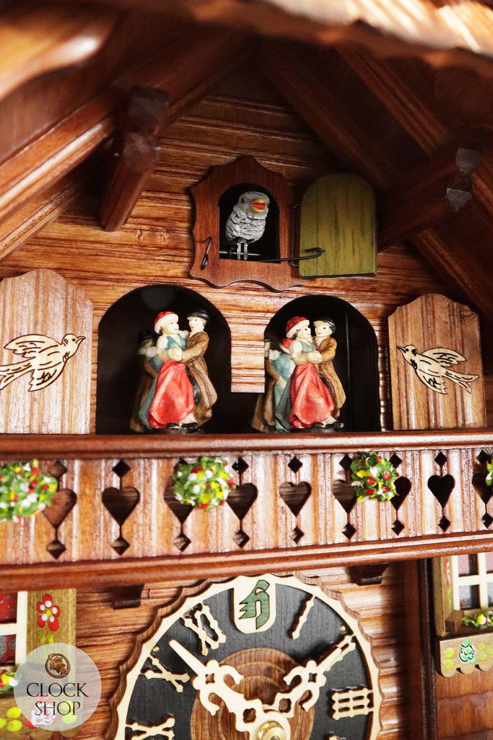 Clock Maker's Workshop 8 Day Mechanical Chalet Cuckoo Clock With Dancers 55cm By HÖNES image