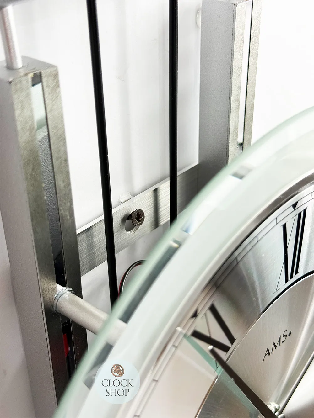 65cm Silver Pendulum Wall Clock With Westminster Chime By AMS image