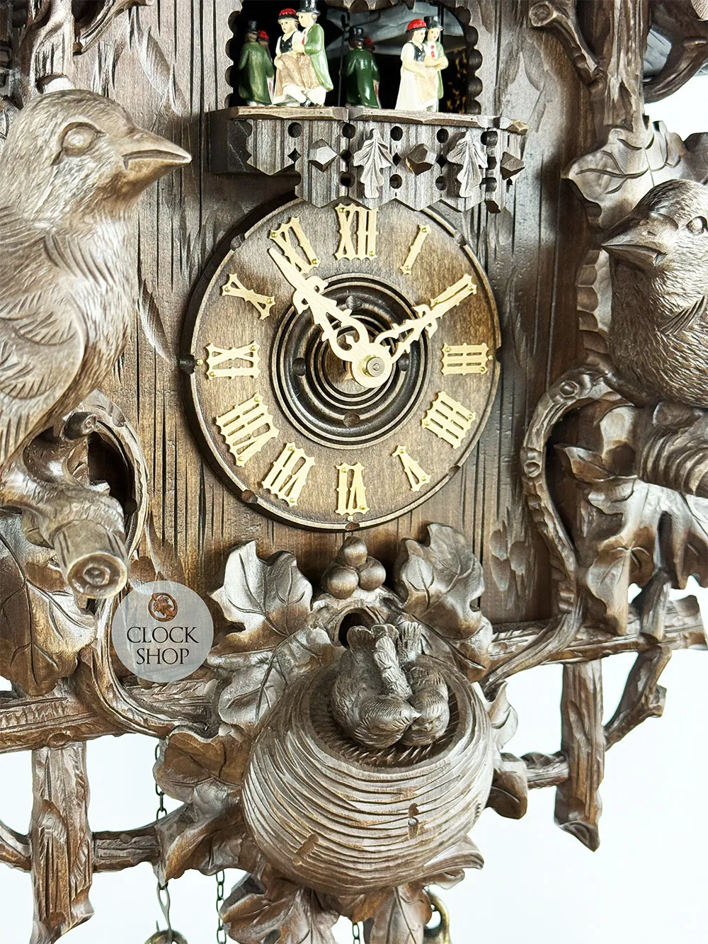 Love Birds 8 Day Mechanical Carved Cuckoo Clock With Dancers 62cm By HERR image