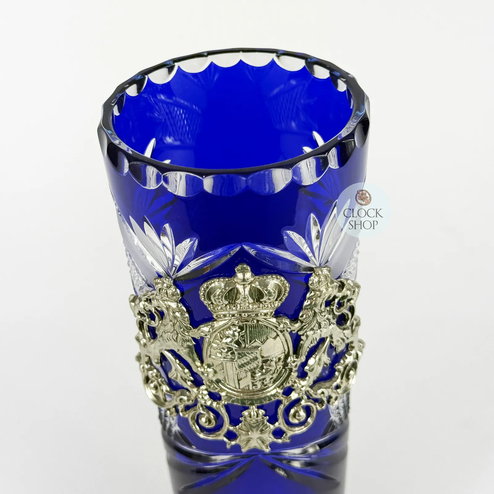 Lord Of Crystal Blue Glass Beer Cup with Bavaria Crest 0.5L By KING (Slight Lean) image