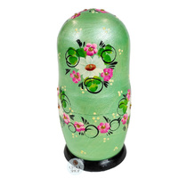 Floral Russian Dolls- Green & Pink 18cm (Set Of 5) image