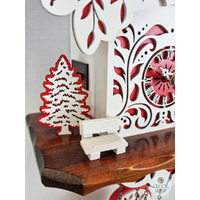 White and Red Christmas Tree Battery Chalet Cuckoo Clock 26cm By ENGSTLER image