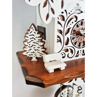 White and Brown Christmas Tree Battery Chalet Cuckoo Clock 26cm By ENGSTLER image