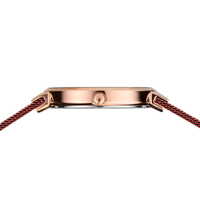 31mm Classic Collection Womens Watch With Red Dial & Milanese Strap & Rose Gold Case By BERING image