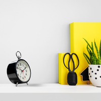 15cm Factory Collection Black Silent Analogue Alarm Clock By CLOUDNOLA image
