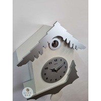 34cm Silver & White Modern Battery Chalet Cuckoo Clock By AMS image